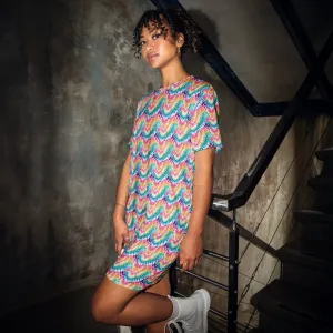 Rainbow Chevron T-Shirt Dress