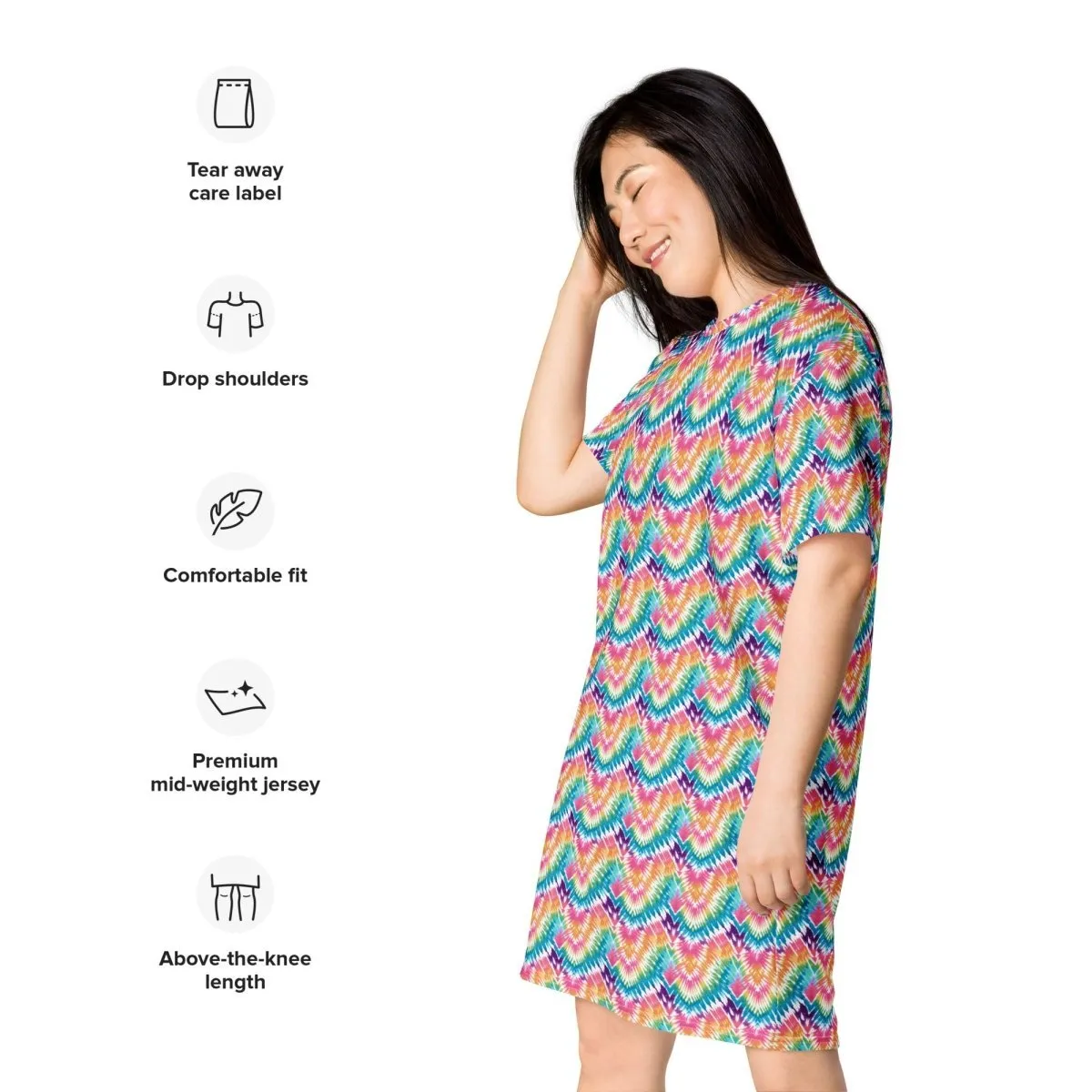 Rainbow Chevron T-Shirt Dress