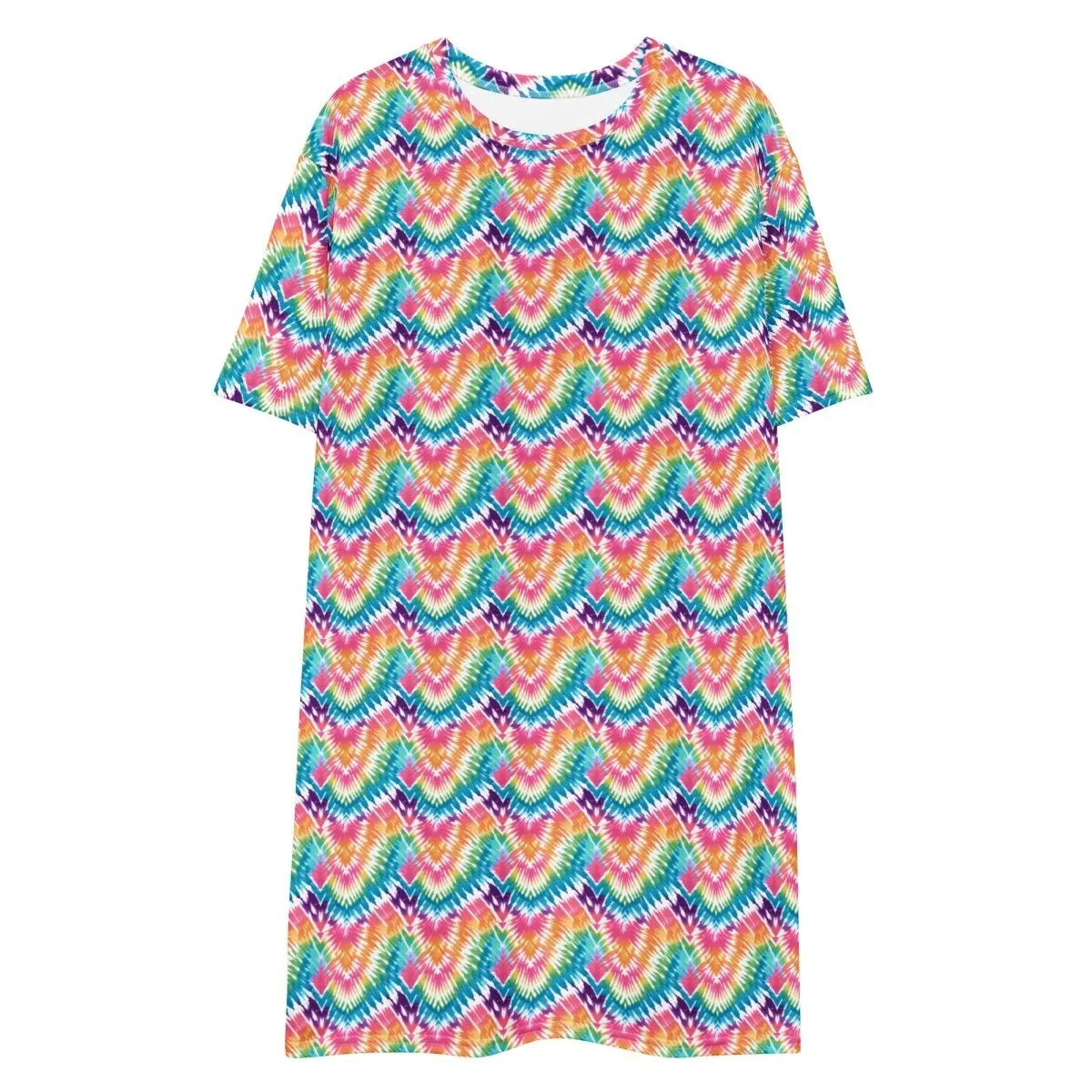 Rainbow Chevron T-Shirt Dress