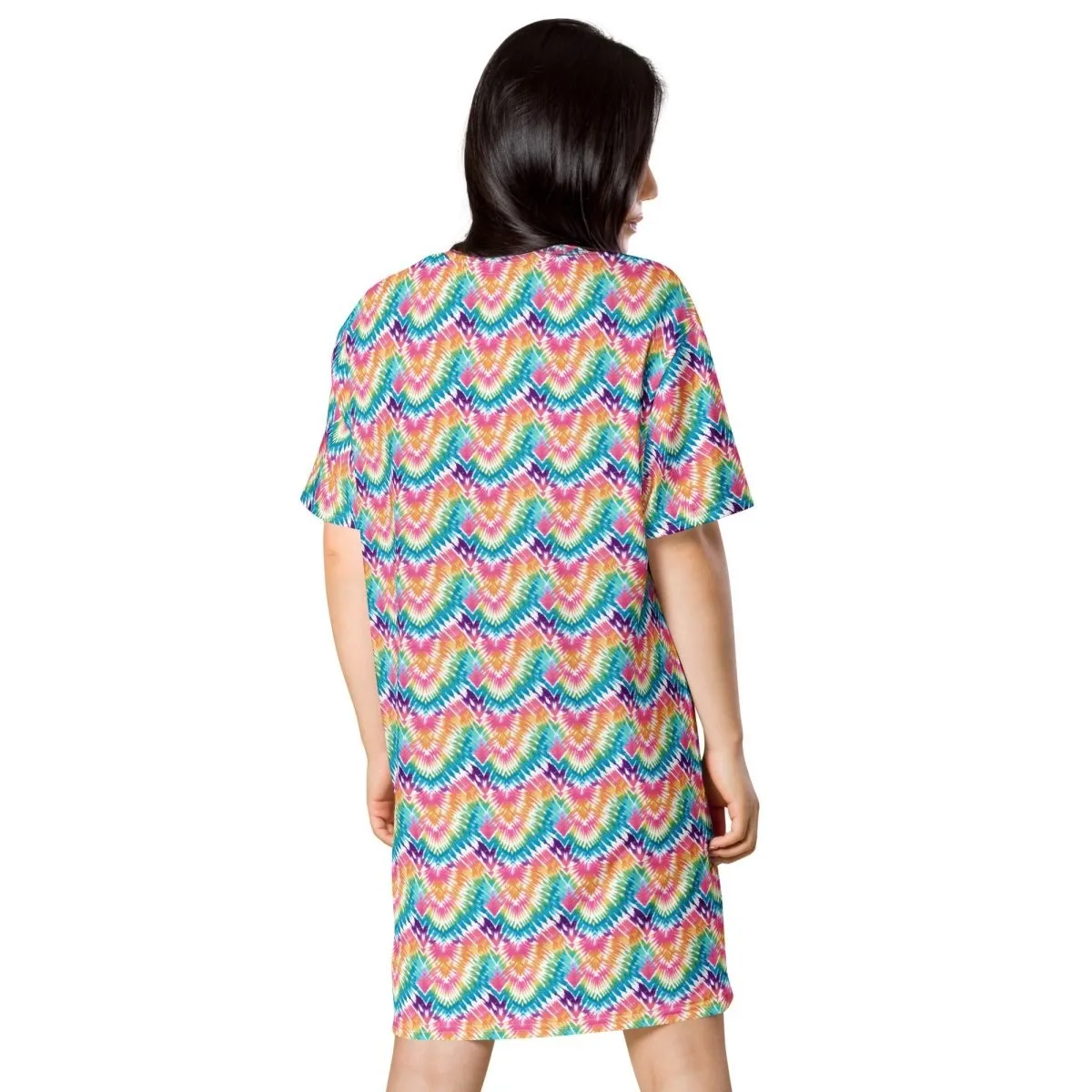 Rainbow Chevron T-Shirt Dress