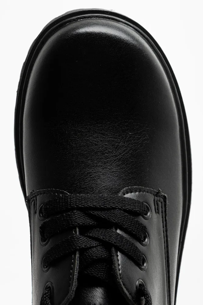 Rugged Leather Boys Shoes Black