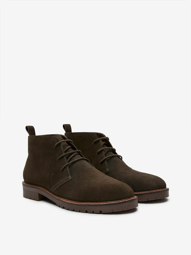 SOLEPLAY Olive Leather Lace-Up Boots