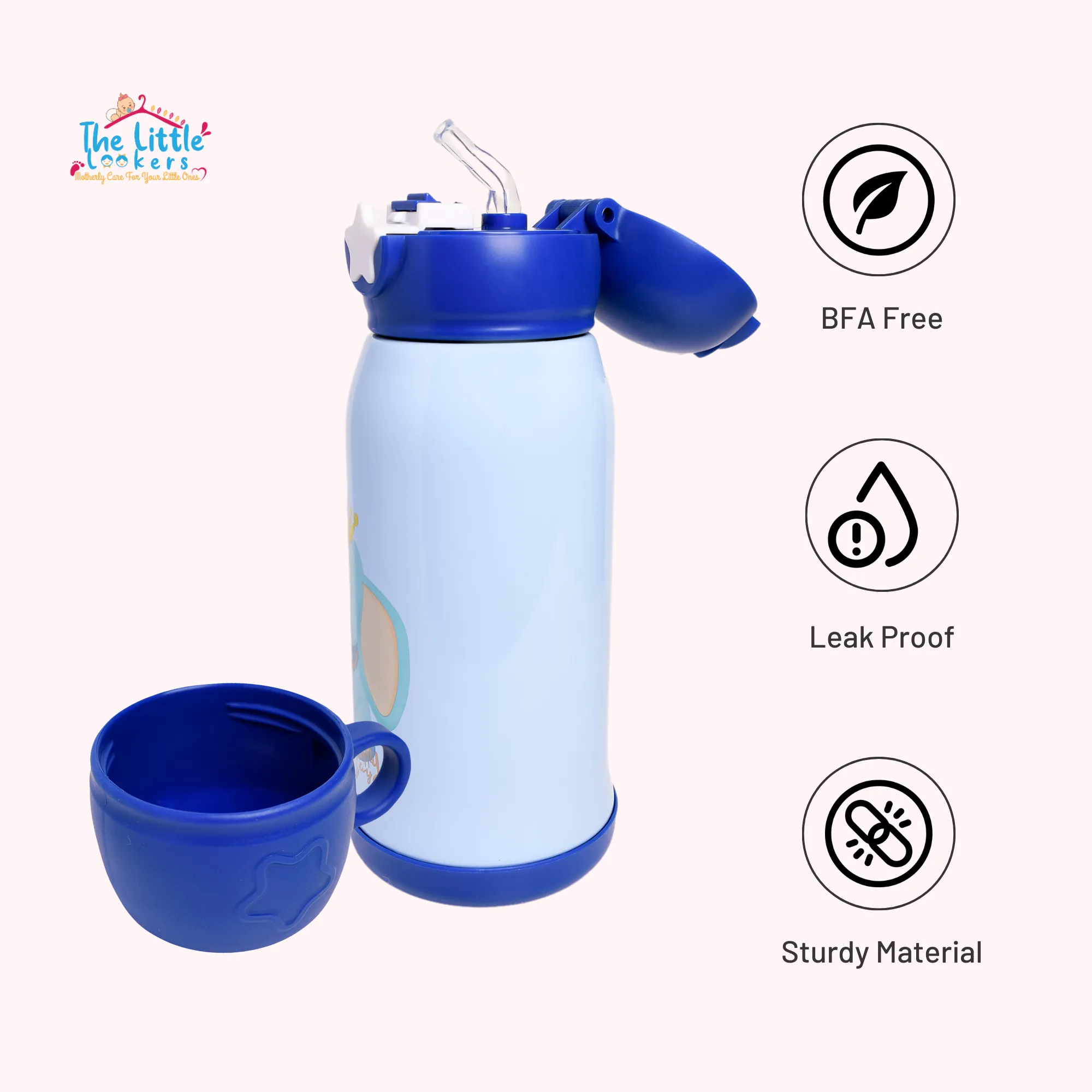 THE LITTLE LOOKERS Stainless Steel Insulated Sipper Bottle for Kids/Sipper School Bottle/Sipper Bottle with Straw/Travelling Water Bottle for Kids with Pop up Straw (550ml)