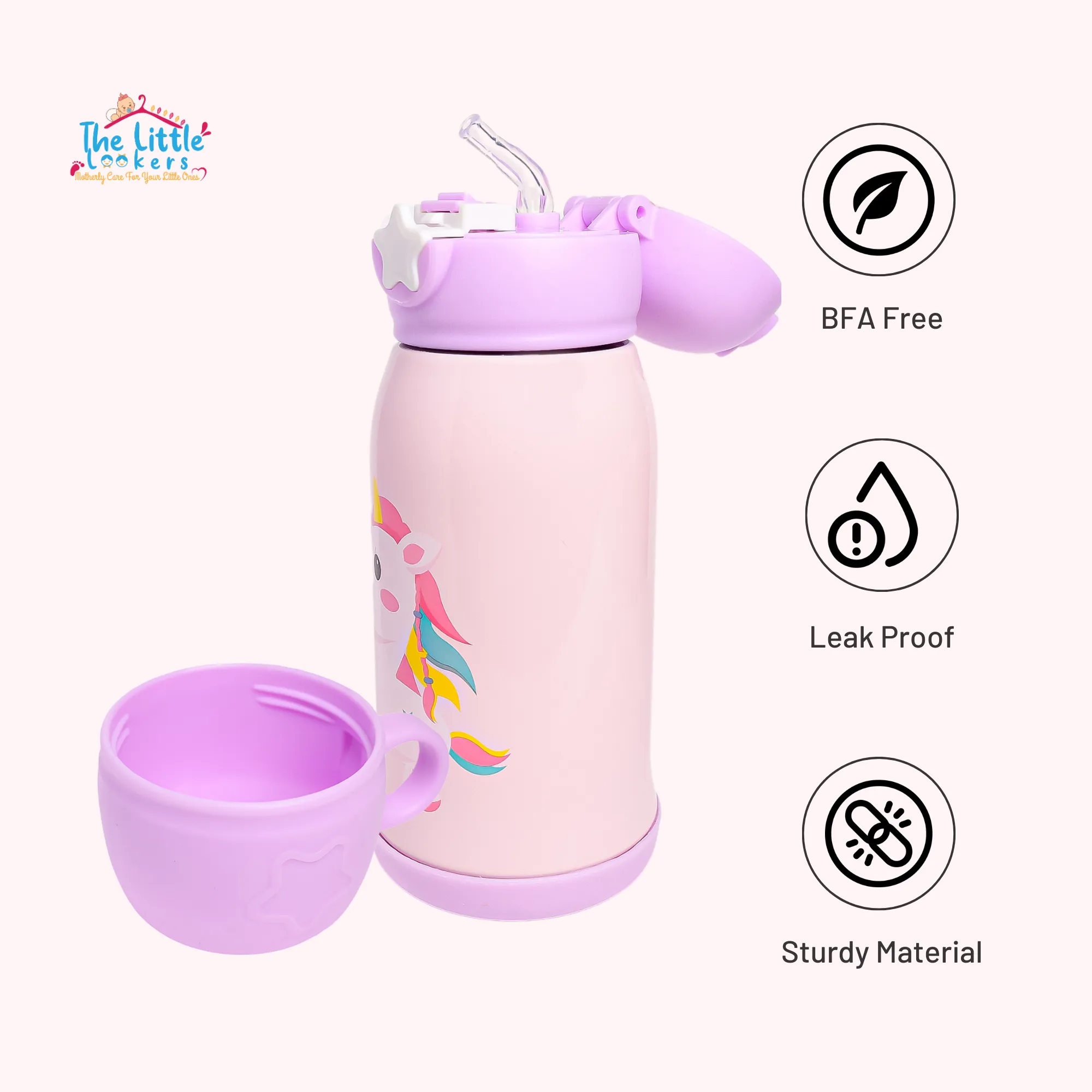 THE LITTLE LOOKERS Stainless Steel Insulated Sipper Bottle for Kids/Sipper School Bottle/Sipper Bottle with Straw/Travelling Water Bottle for Kids with Pop up Straw (550ml)