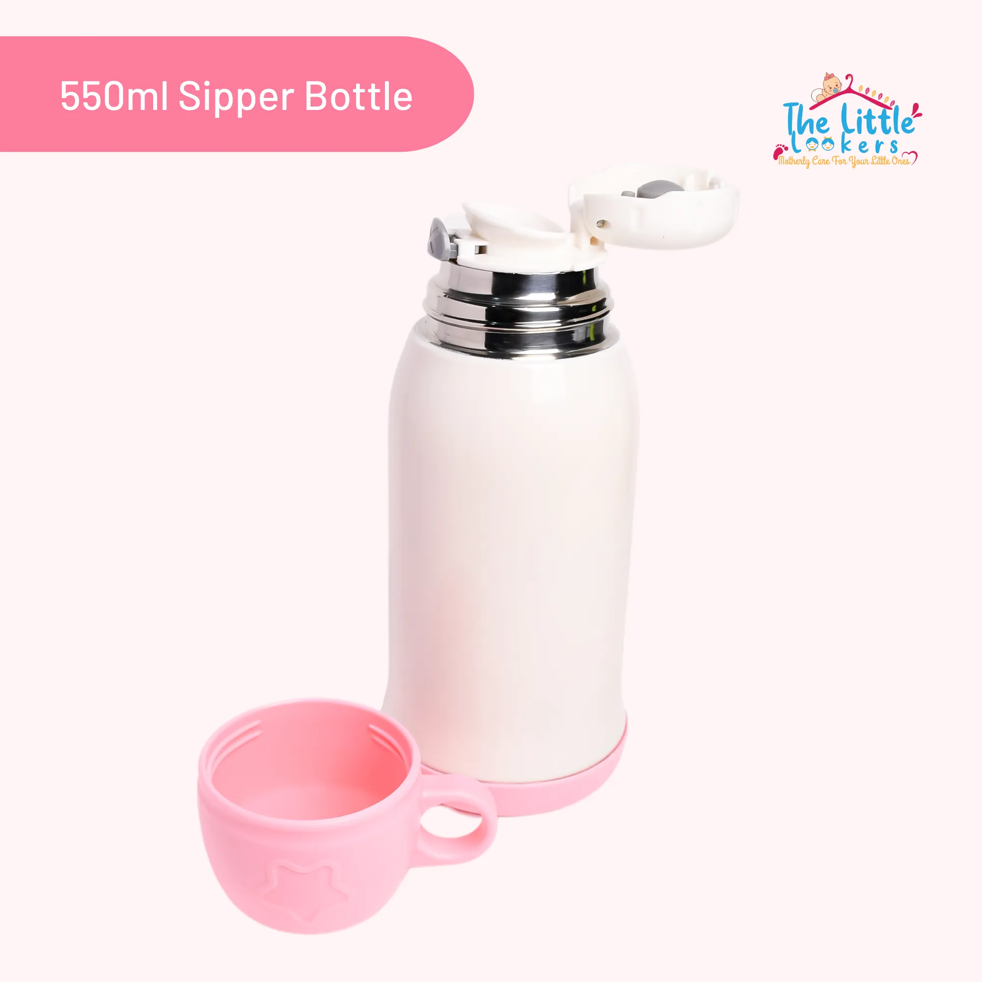 THE LITTLE LOOKERS Stainless Steel Insulated Sipper Bottle for Kids/Sipper School Bottle/Sipper Bottle with Straw/Travelling Water Bottle for Kids with Pop up Straw (550ml)