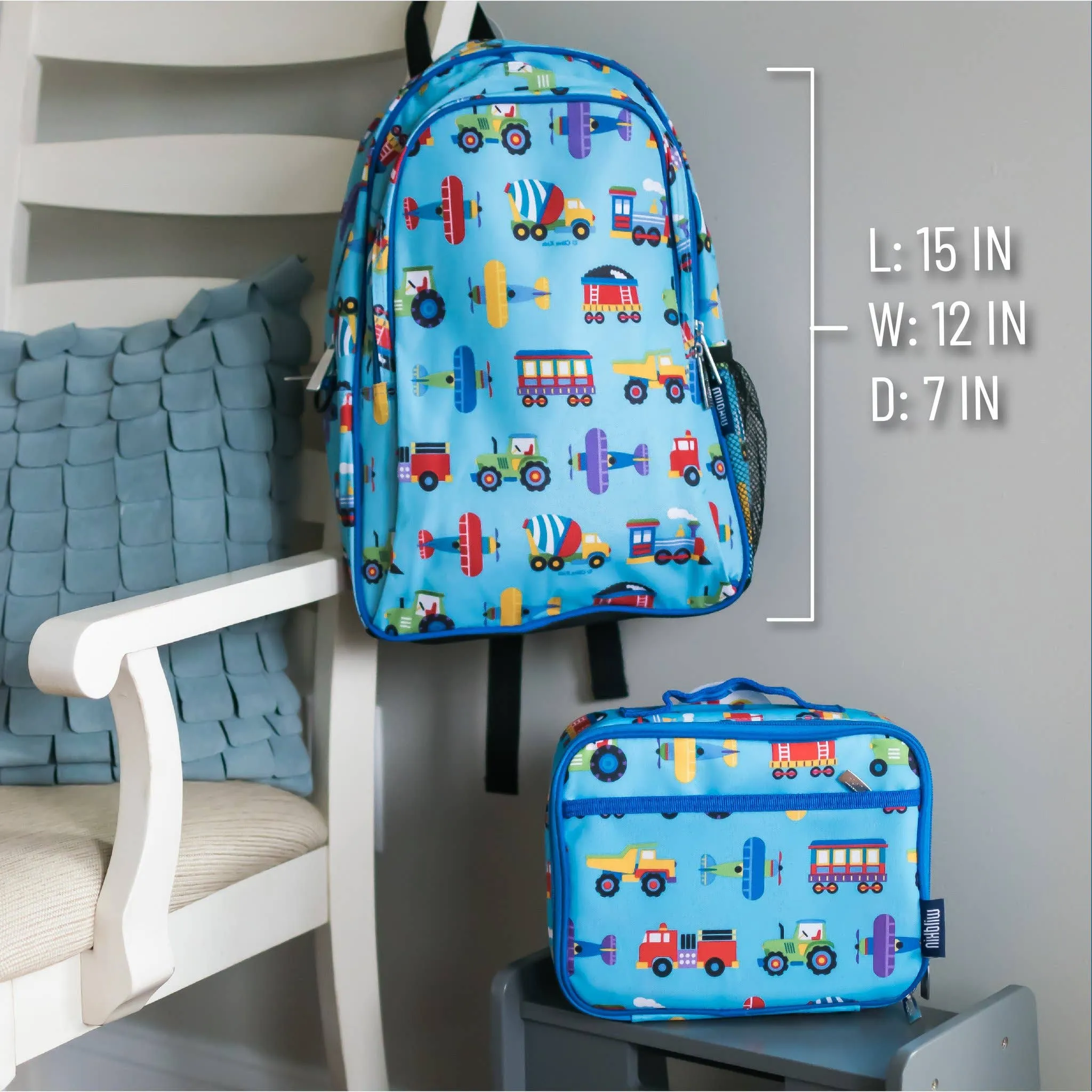 Trains Planes and Trucks Backpack - 15 Inch