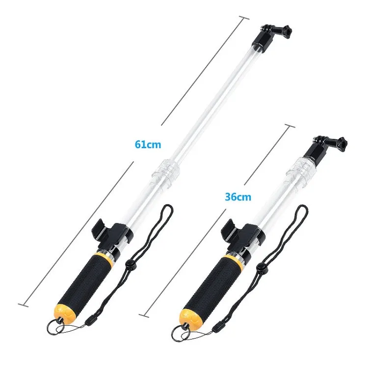 Transparent Retractable Selfie Stick Buoyancy Stick for Gopro Hero11 Black / HERO10 Black / HERO9 Black /HERO8 / HERO7 /6 /5 /5 Session /4 Session /4 /3  /3 /2 /1