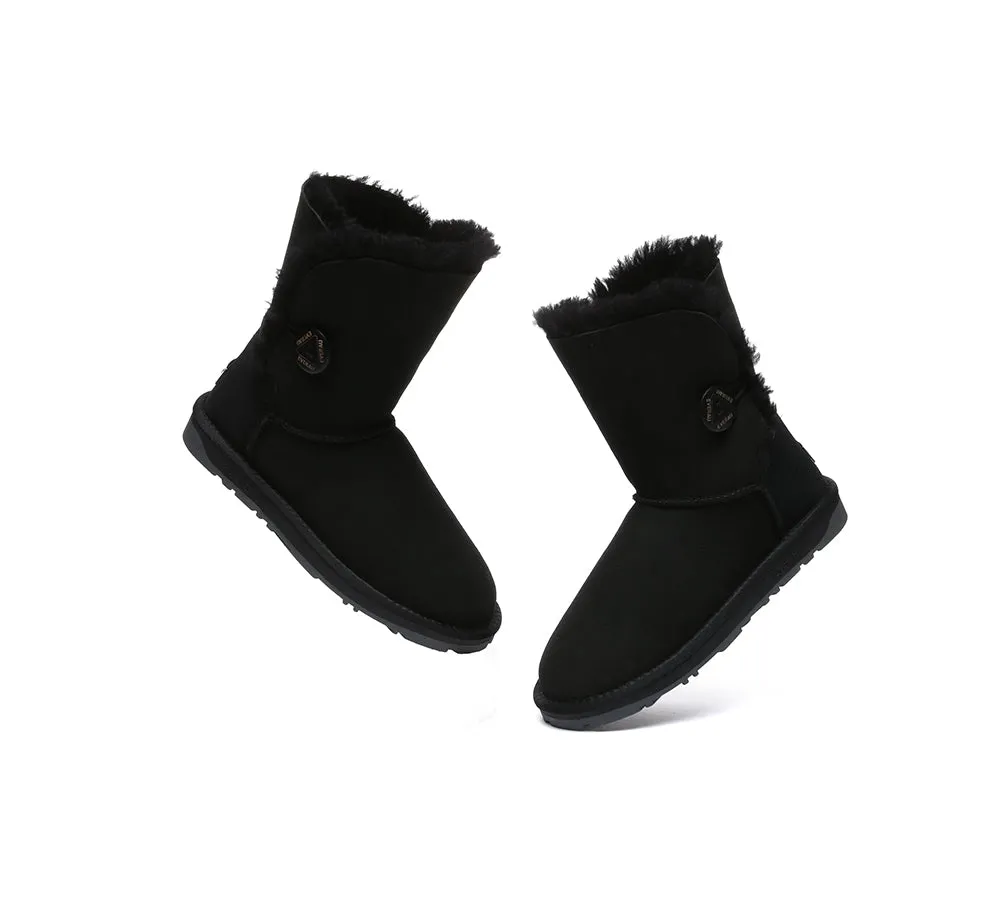 UGG Boots Double Faced Sheepskin Wool Short Button Boots