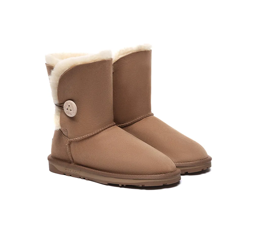 UGG Boots Double Faced Sheepskin Wool Short Button Boots