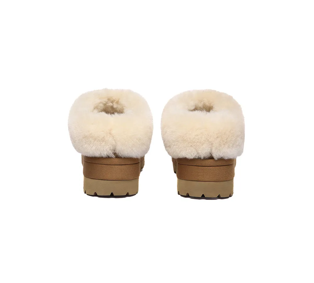 UGG EVERAU® UGG Slippers Women Sheepskin Wool Collar Ankle Platform Ulrika