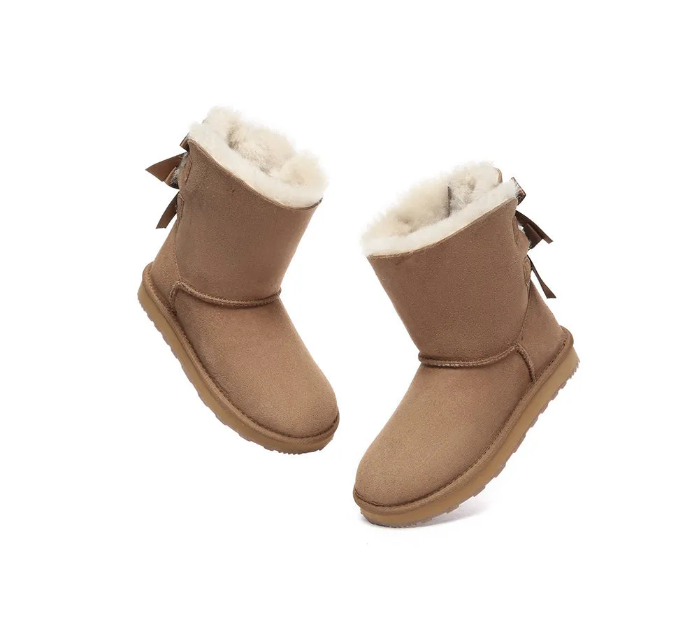 Urban UGG® UGG Boots Women Double faced Sheepskin Wool Short Back Bow