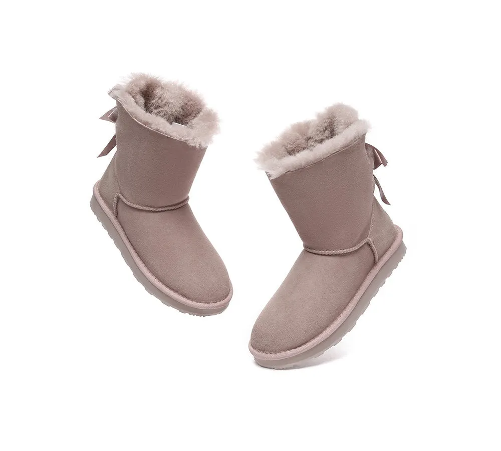 Urban UGG® UGG Boots Women Double faced Sheepskin Wool Short Back Bow