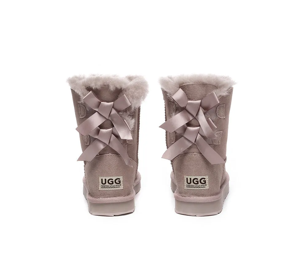 Urban UGG® UGG Boots Women Double faced Sheepskin Wool Short Back Bow