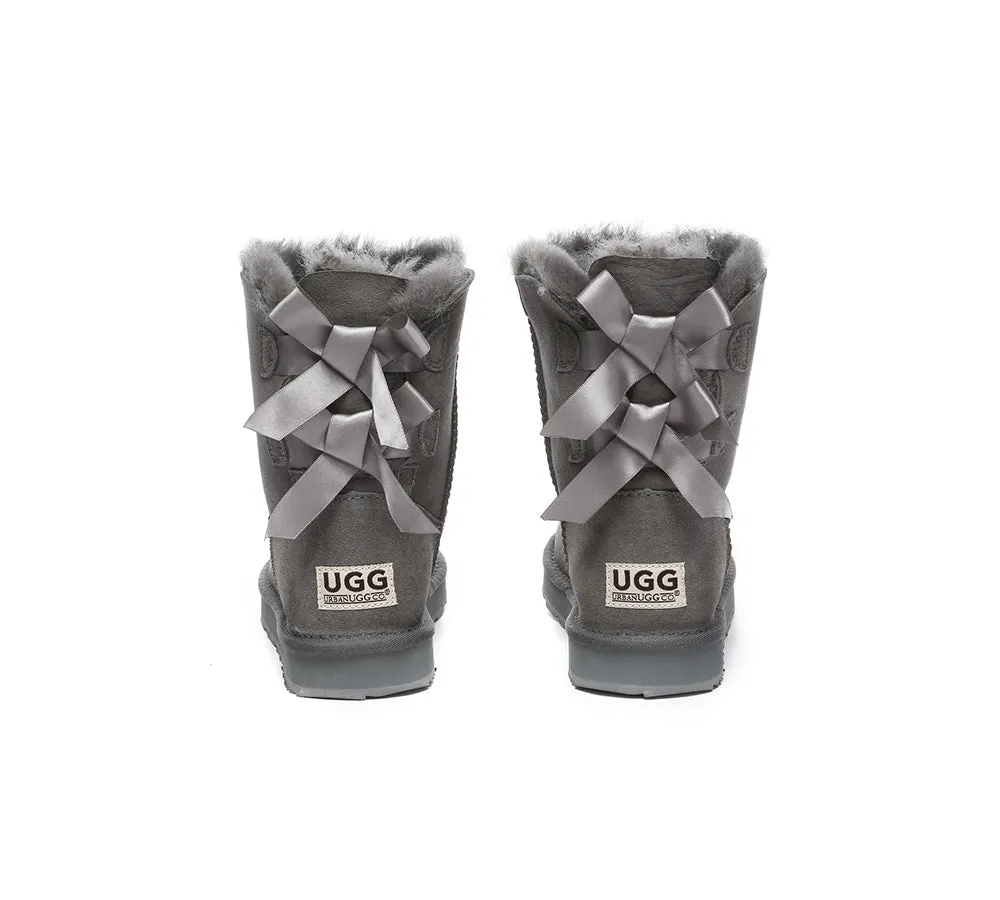 Urban UGG® UGG Boots Women Double faced Sheepskin Wool Short Back Bow