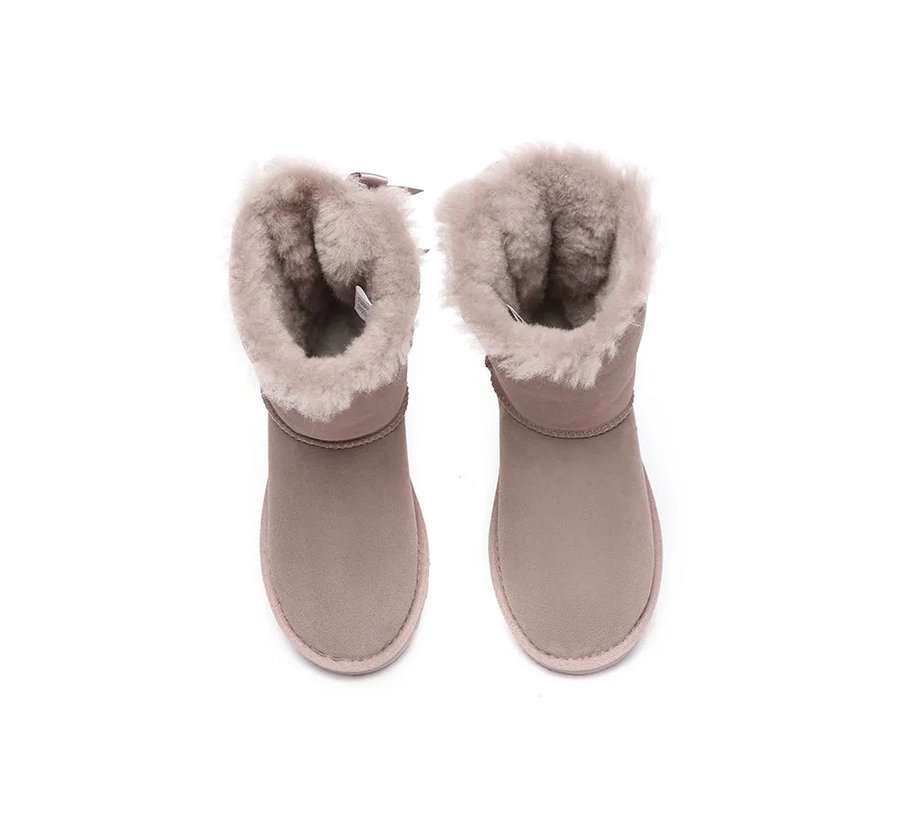 Urban UGG® UGG Boots Women Double faced Sheepskin Wool Short Back Bow