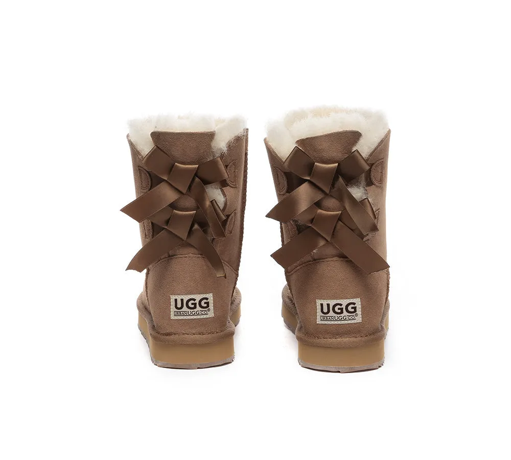 Urban UGG® UGG Boots Women Double faced Sheepskin Wool Short Back Bow