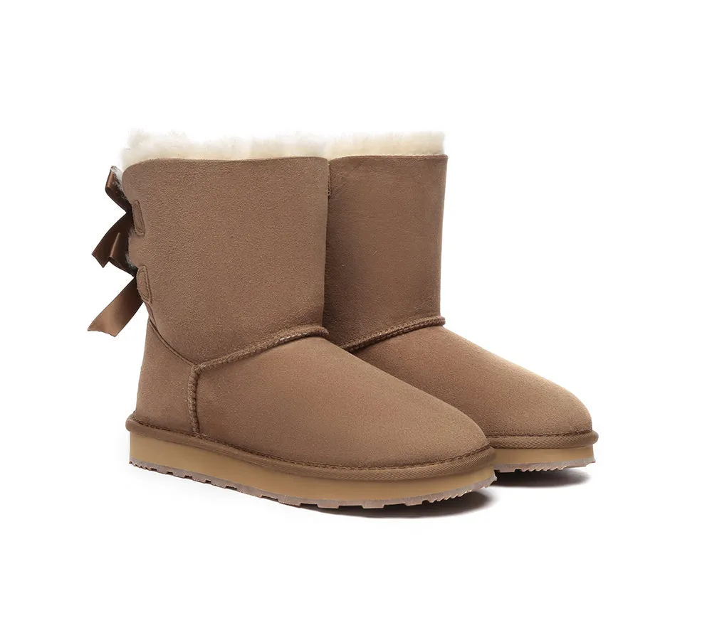 Urban UGG® UGG Boots Women Double faced Sheepskin Wool Short Back Bow