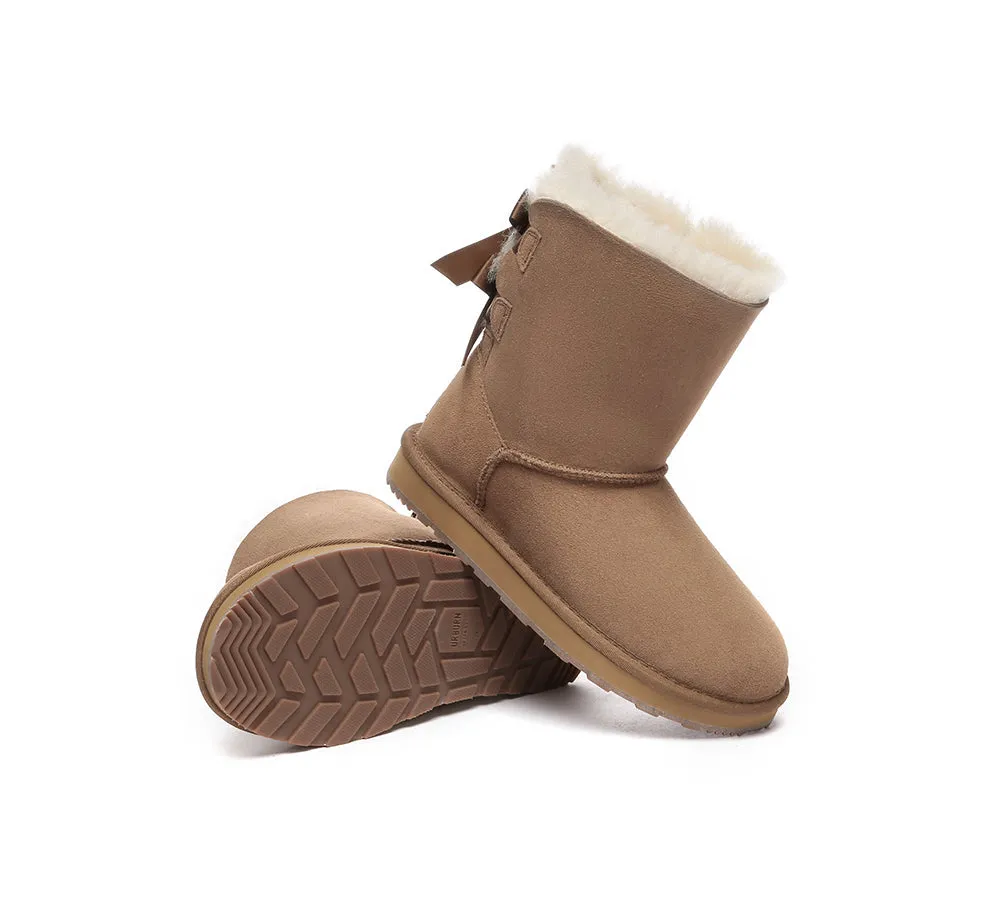 Urban UGG® UGG Boots Women Double faced Sheepskin Wool Short Back Bow