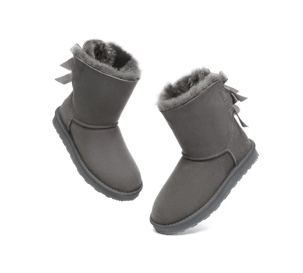 Urban UGG® UGG Boots Women Double faced Sheepskin Wool Short Back Bow