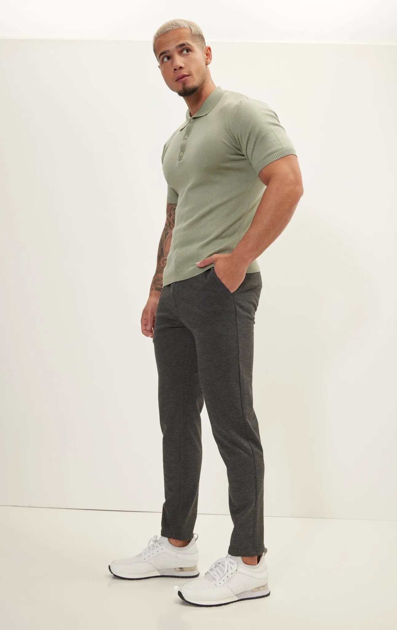 Weekend Knitted Fit Slacks - Anthracite