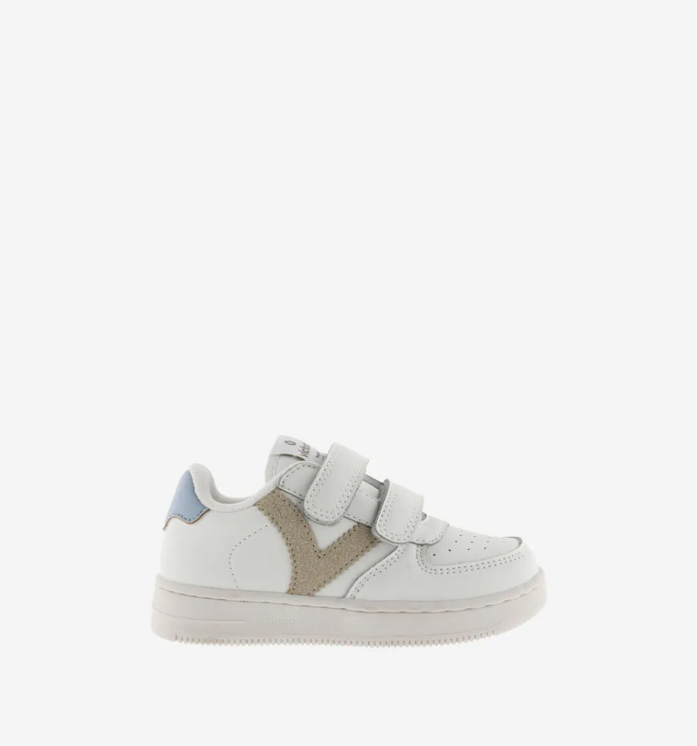 White leather sneaker with contrast taupe