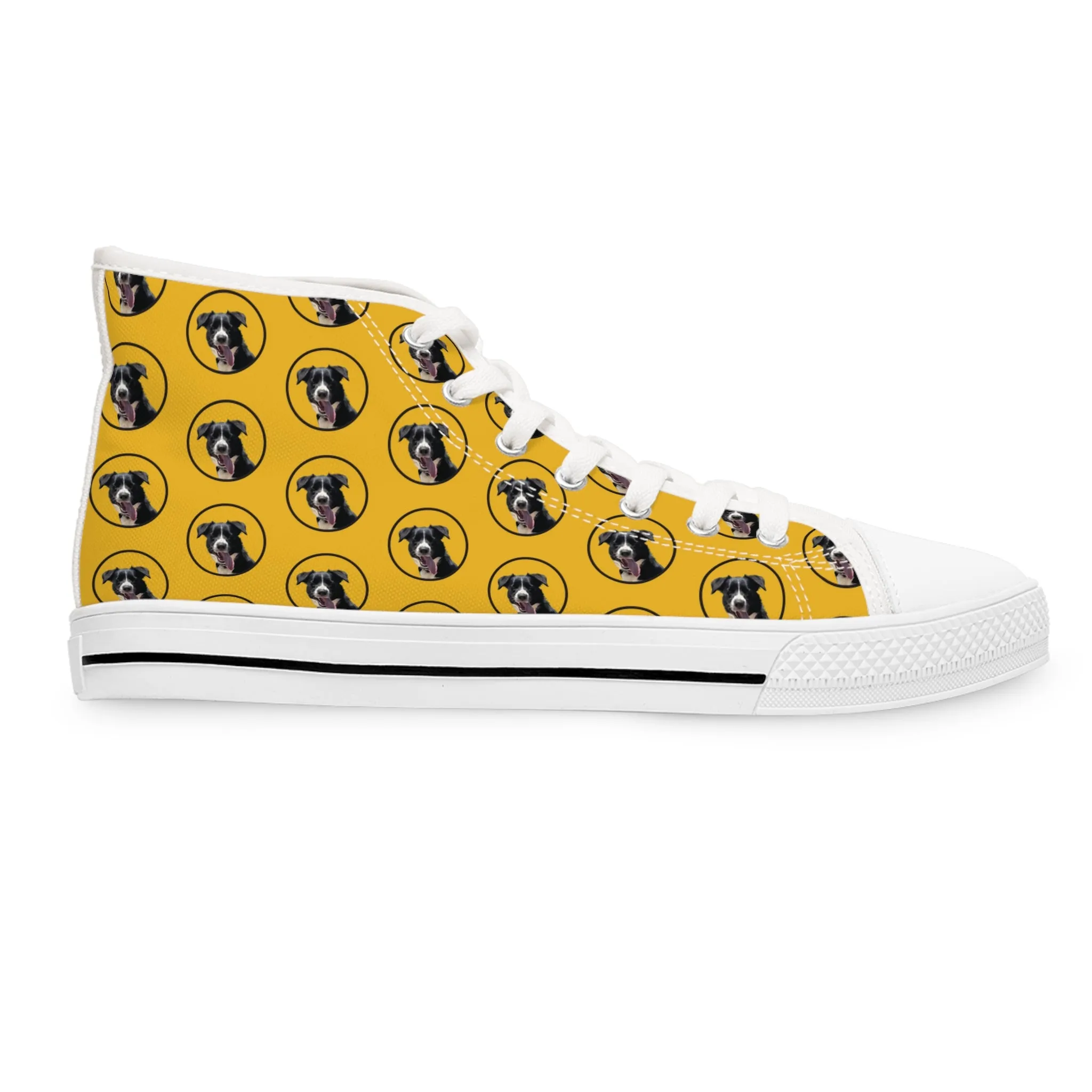 Womens Hi Top Canvas Sneakers personalised with your pets image.